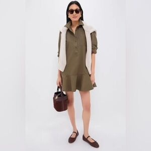 Tuckernuck Callahan Shirt Dress Sea Green Chino Cotton Button Front Size L